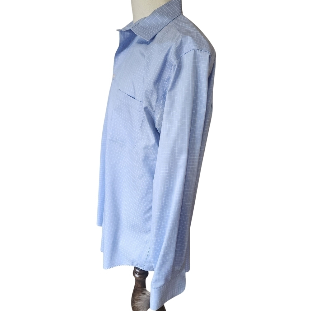 Pronto Uomo Non-Iron Blue Dress Shirt with Point Collar - 17 (36/37) - Picture 4 of 7